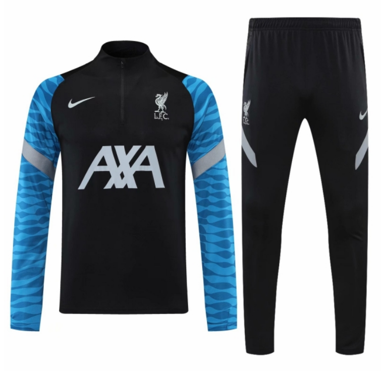 2021/22 Liverpool Black Blue Training suits Sweatshirt with Pants